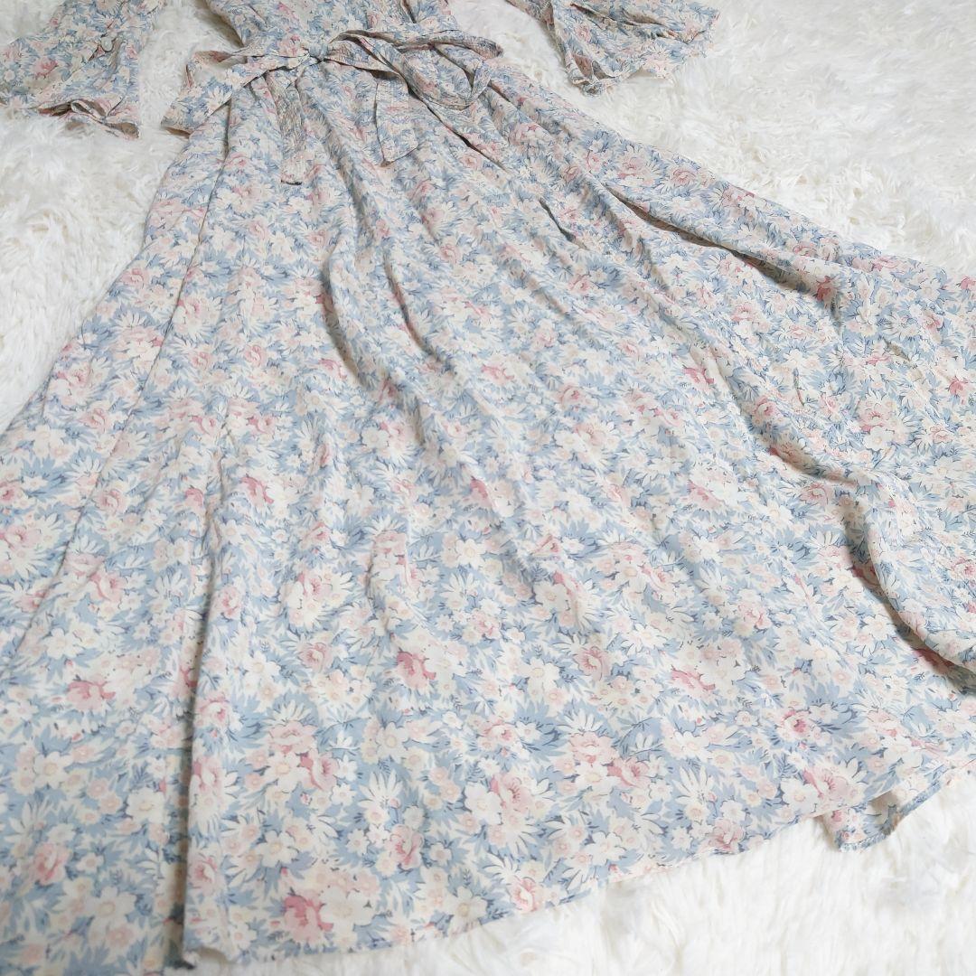 ■23 ラルフローレン ラップワンピース フレア 花柄 プリーツ Aライン