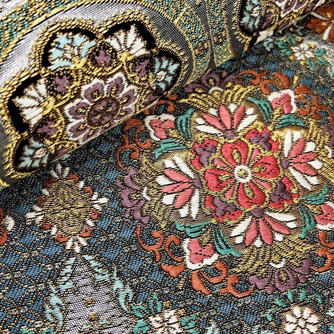 袋帯 本金箔 煌びやかで美しい華柄模様 金糸 O-3869