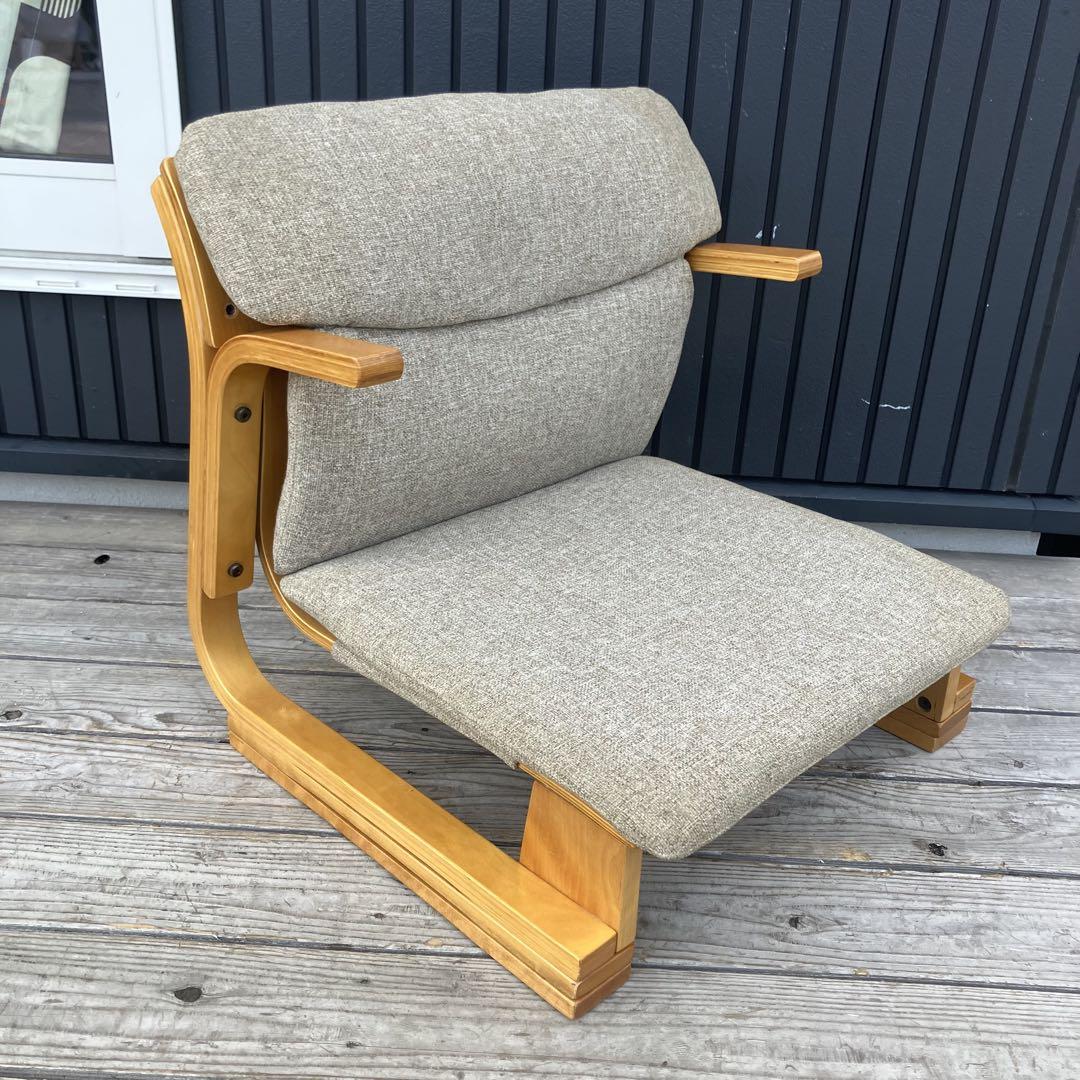 美品 木製の座椅子 三日月型のあぐら椅子  2個セット 昭和レトロアンティー② 24900052.jpg