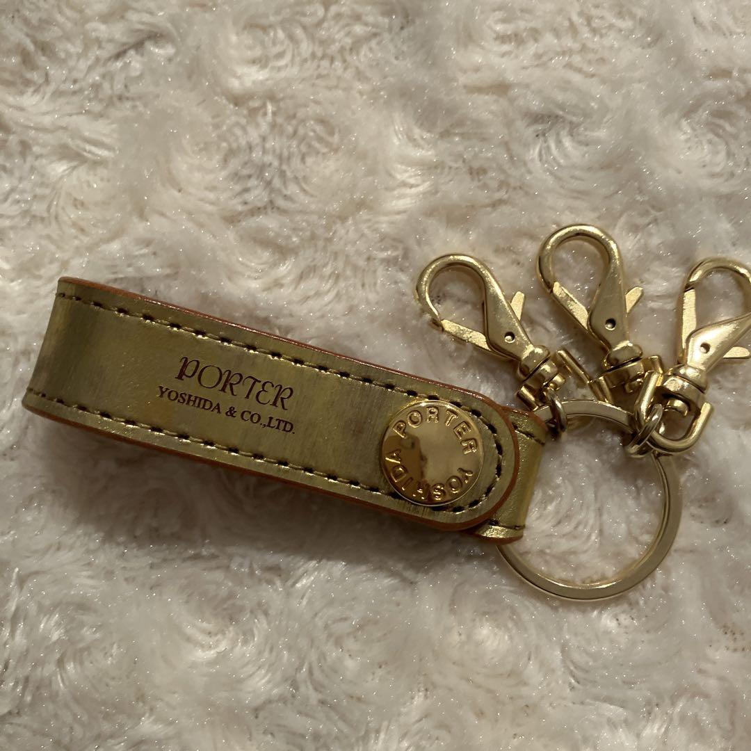 ☆ 新品　ポーターフォイル　porter 本革レザー キーホルダー ゴールド ☆