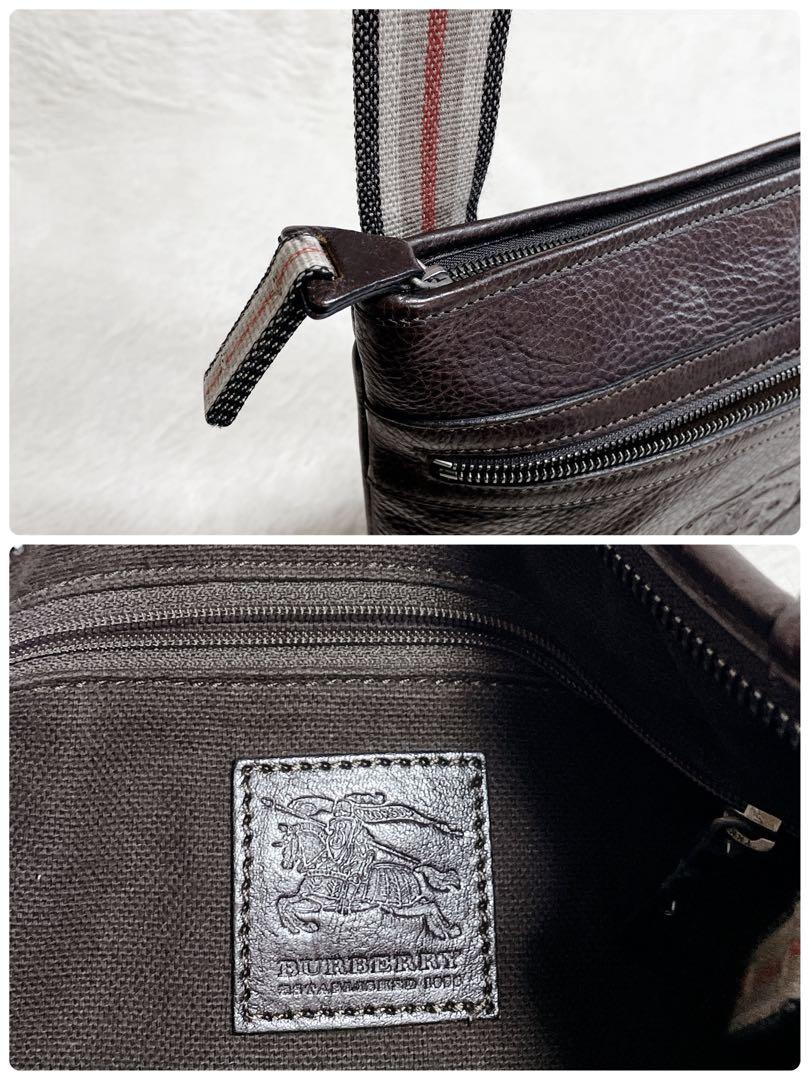 美品 希少 BURBERRY ホースロゴ 型押し オールレザー ショルダーバッグ
