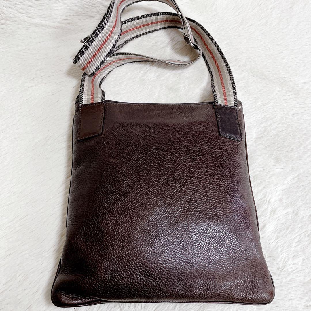 美品 希少 BURBERRY ホースロゴ 型押し オールレザー ショルダーバッグ