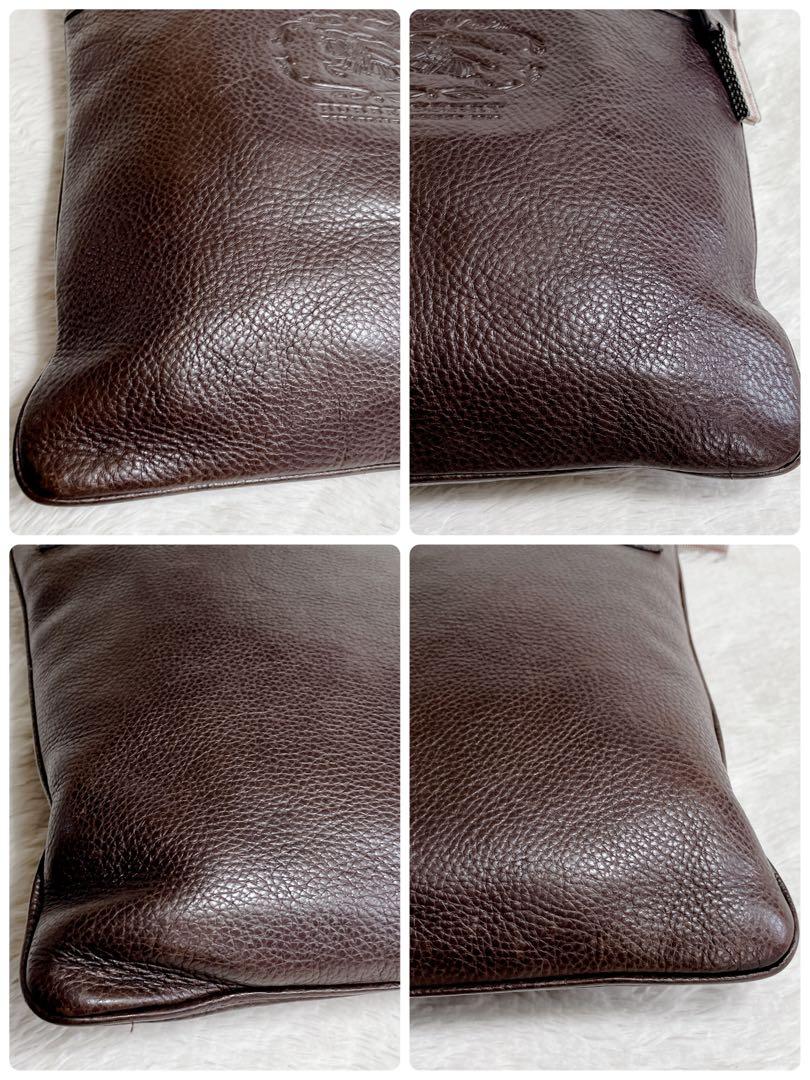 美品 希少 BURBERRY ホースロゴ 型押し オールレザー ショルダーバッグ