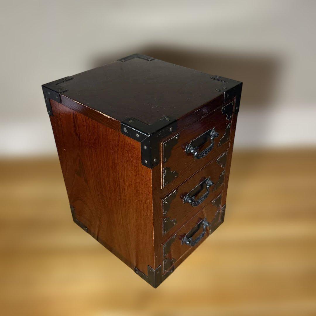 【ほぼ新品】【格安出品】「小袖机 けやき」 文机 からくり箪笥 レトロ 小物入れ 小箪笥 ミニ箪笥 小物入れ 工芸品収納引き出し 昭和レトロ 高山