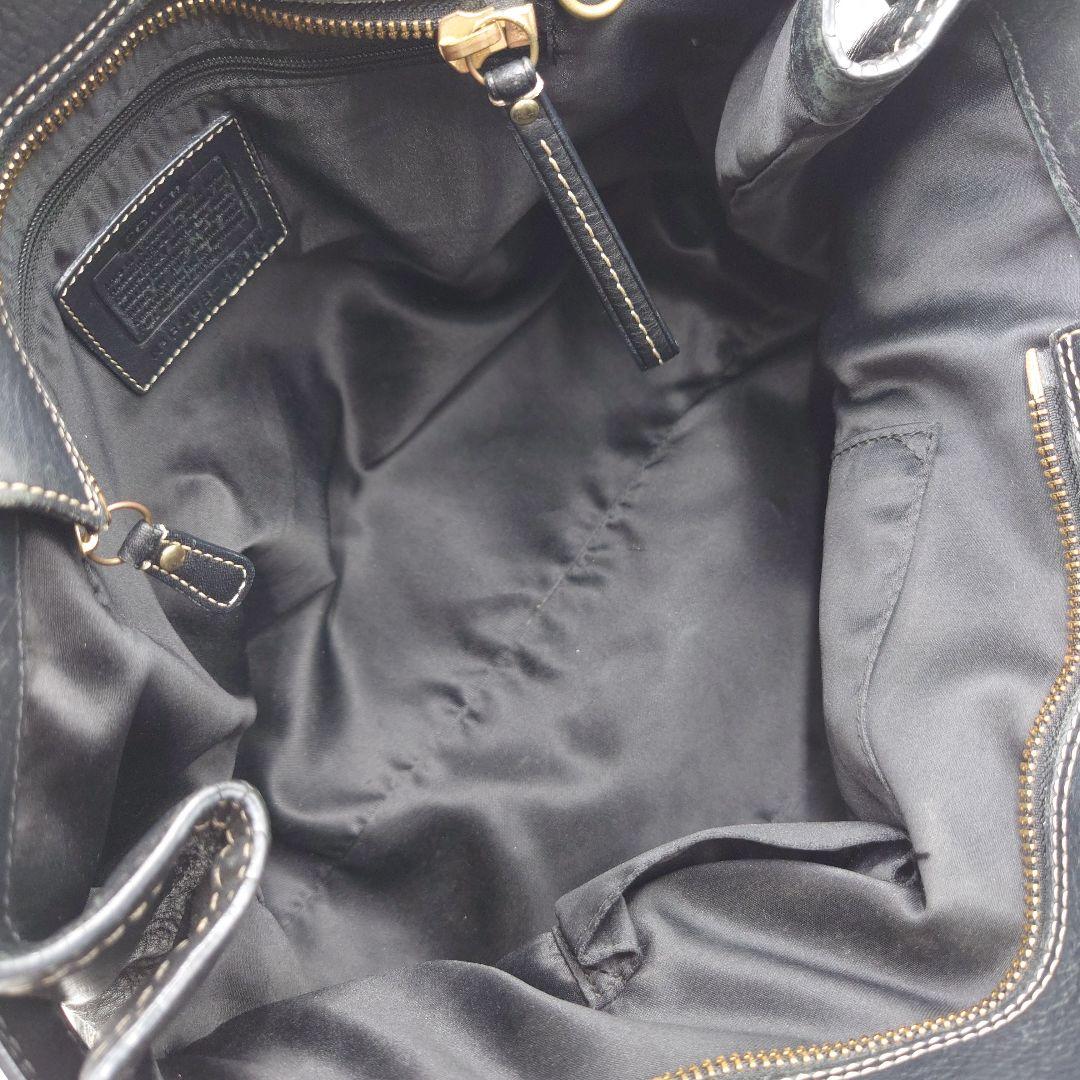 COACH トートバッグ シボ革 黒 レザー ハンドバッグ コーチ