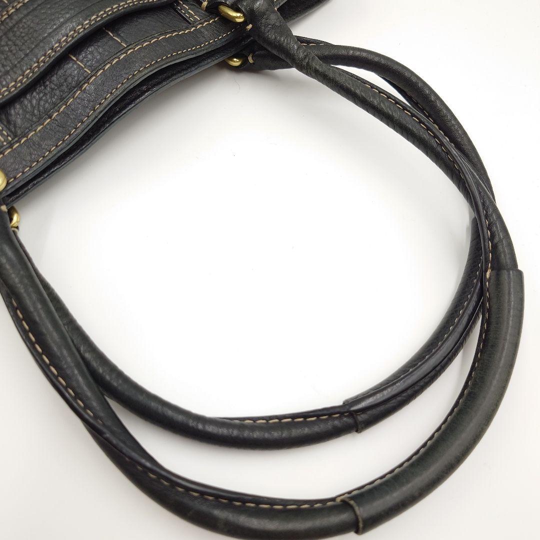 COACH トートバッグ シボ革 黒 レザー ハンドバッグ コーチ 10213