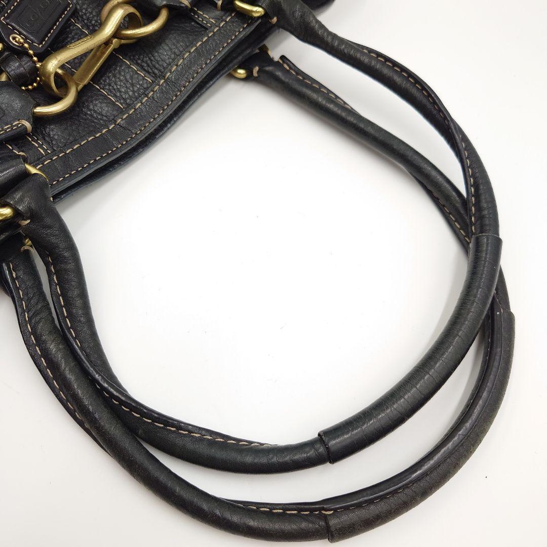 COACH トートバッグ シボ革 黒 レザー ハンドバッグ コーチ