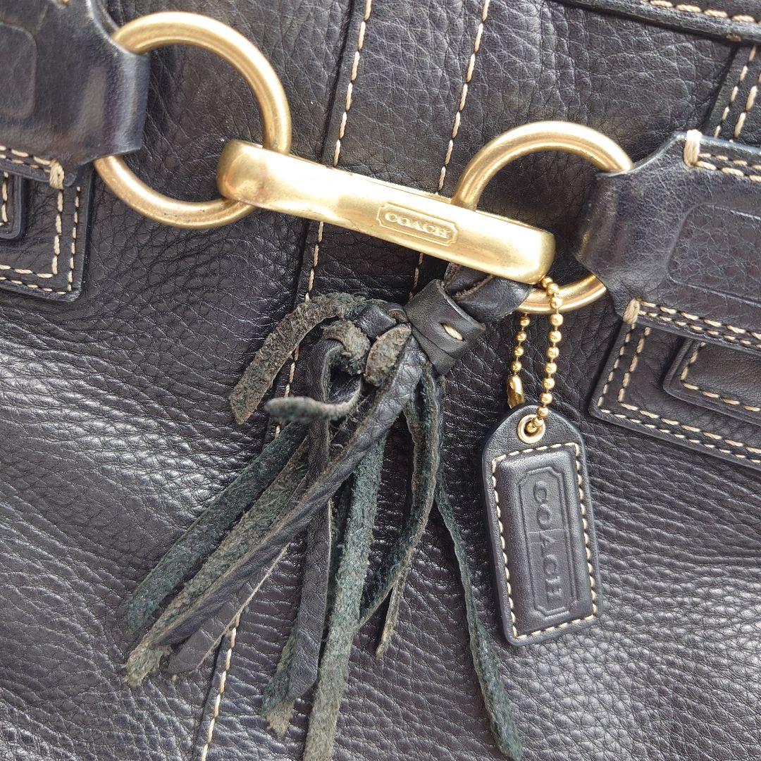 COACH トートバッグ シボ革 黒 レザー ハンドバッグ コーチ
