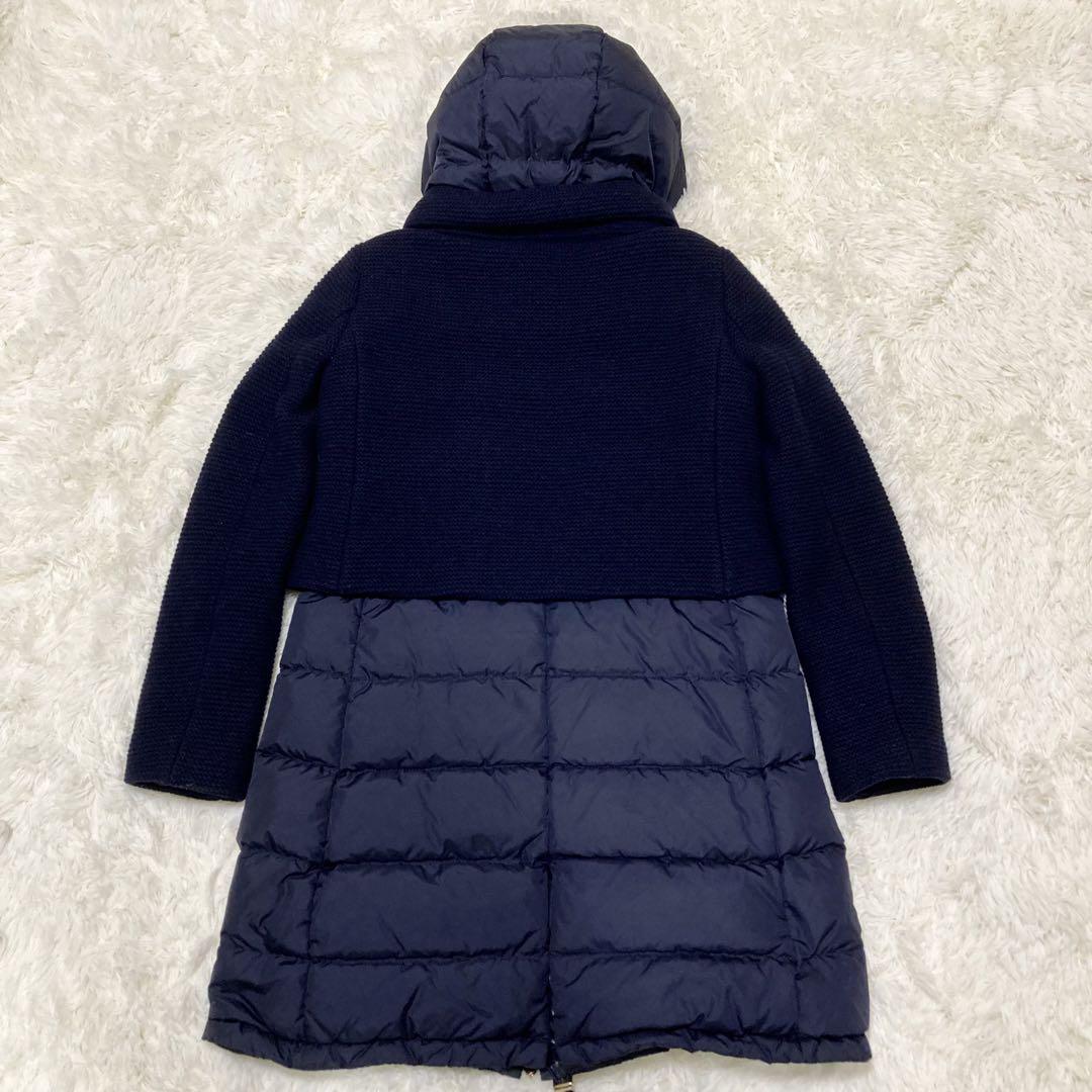 snow✨HERNO ダウンコート ニット 切替 ネイビー プレート 42