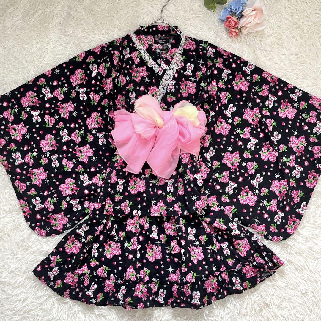 ま*や様 美品♡浴衣ドレス 薔薇柄 地雷系 平成姫ギャル160cm 和ロリY2K