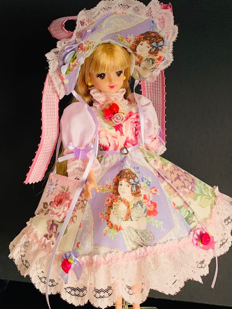 りかちゃんジェニー服　ヴィクトリアン 薔薇と少女ロリータ ドレス(ラベンダー)