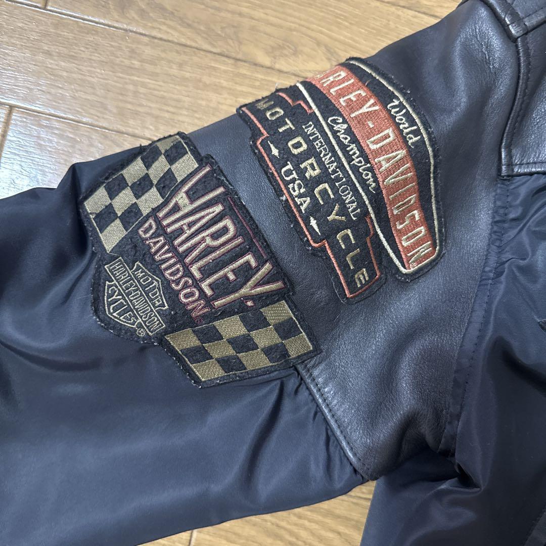 90s ハーレーダビッドソン レザー切り替えジャケット ワッペン 90s ハーレーダビッドソン レザー切り替えジャケット ワッペン