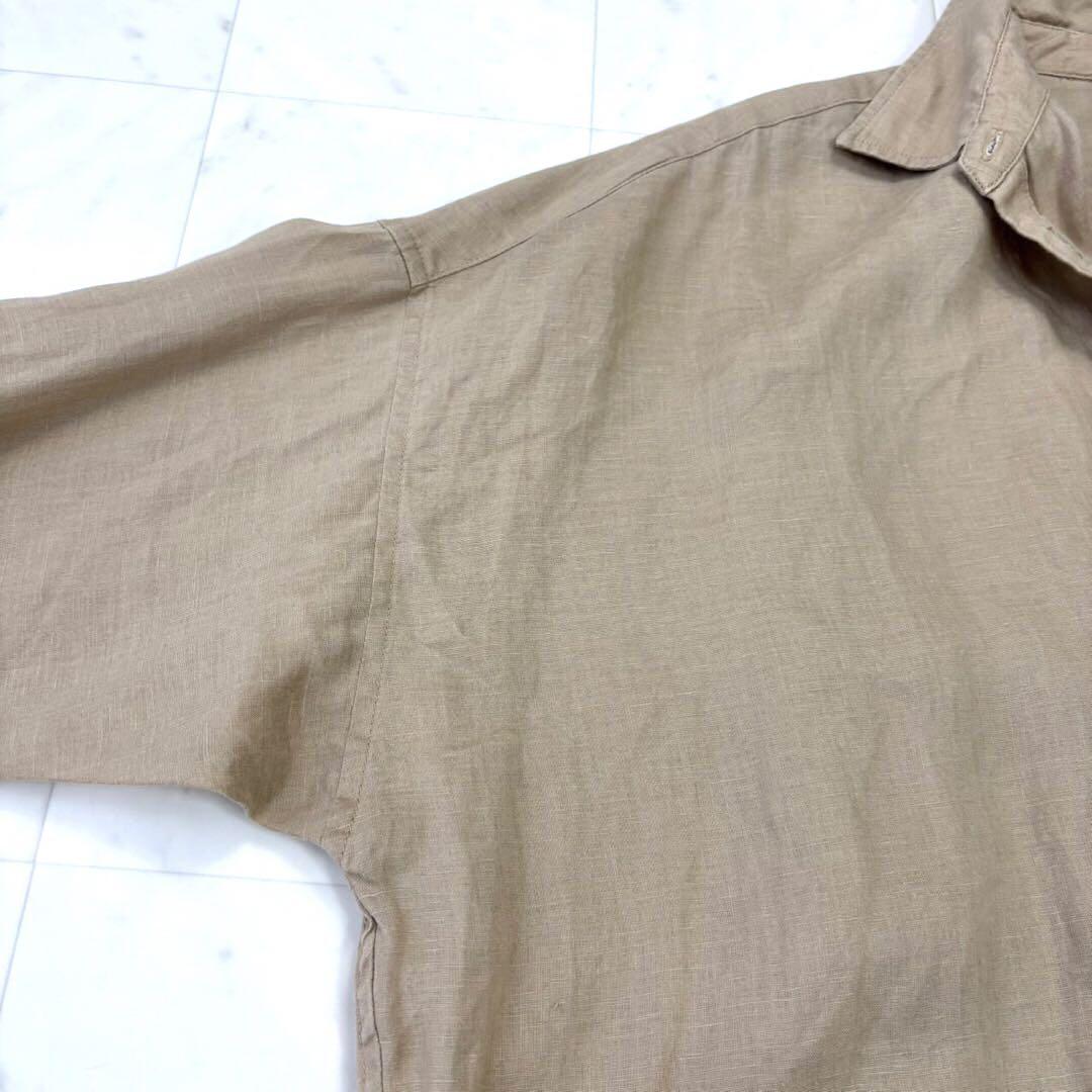 おとうふです★美品★80リネンカシュクールビッグシャツ
