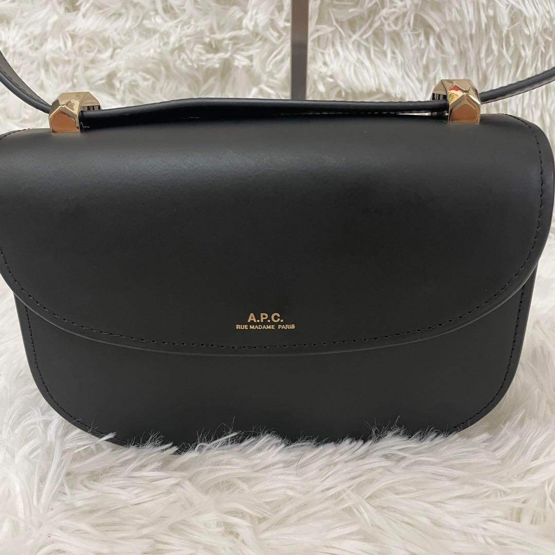 美品 A.P.C. GENEVE ミニ ショルダーバッグ 黒 レザー 保存袋付き