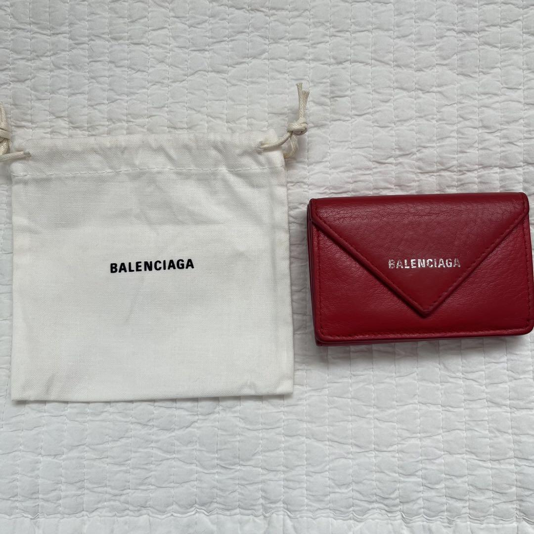 美品・保存袋付き】BALENCIAGA 三つ折り財布 ペーパーミニ