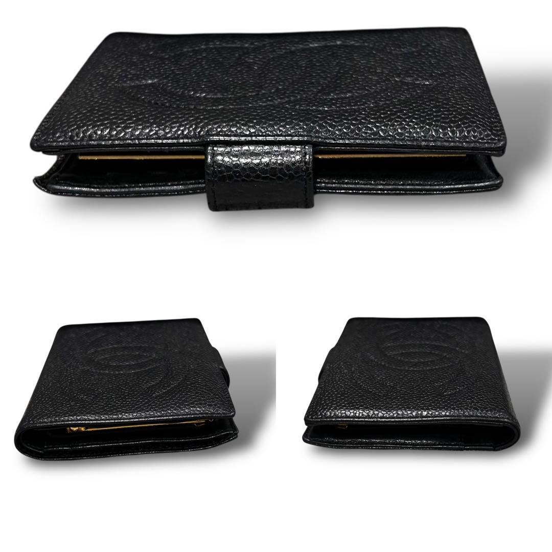 【極上良品】CHANEL シャネル【デカココ】２つ折り財布 キャビアスキン 黒 CHANEL - 【極美品】CHANEL デカココ 二つ折り財布 キャビア