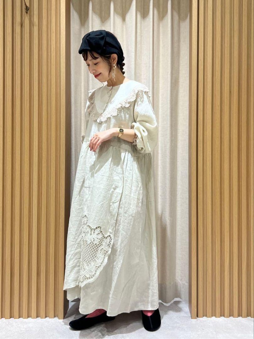 TSUHARU by Samansa Mos2 リネン裾刺繍レースワンピース