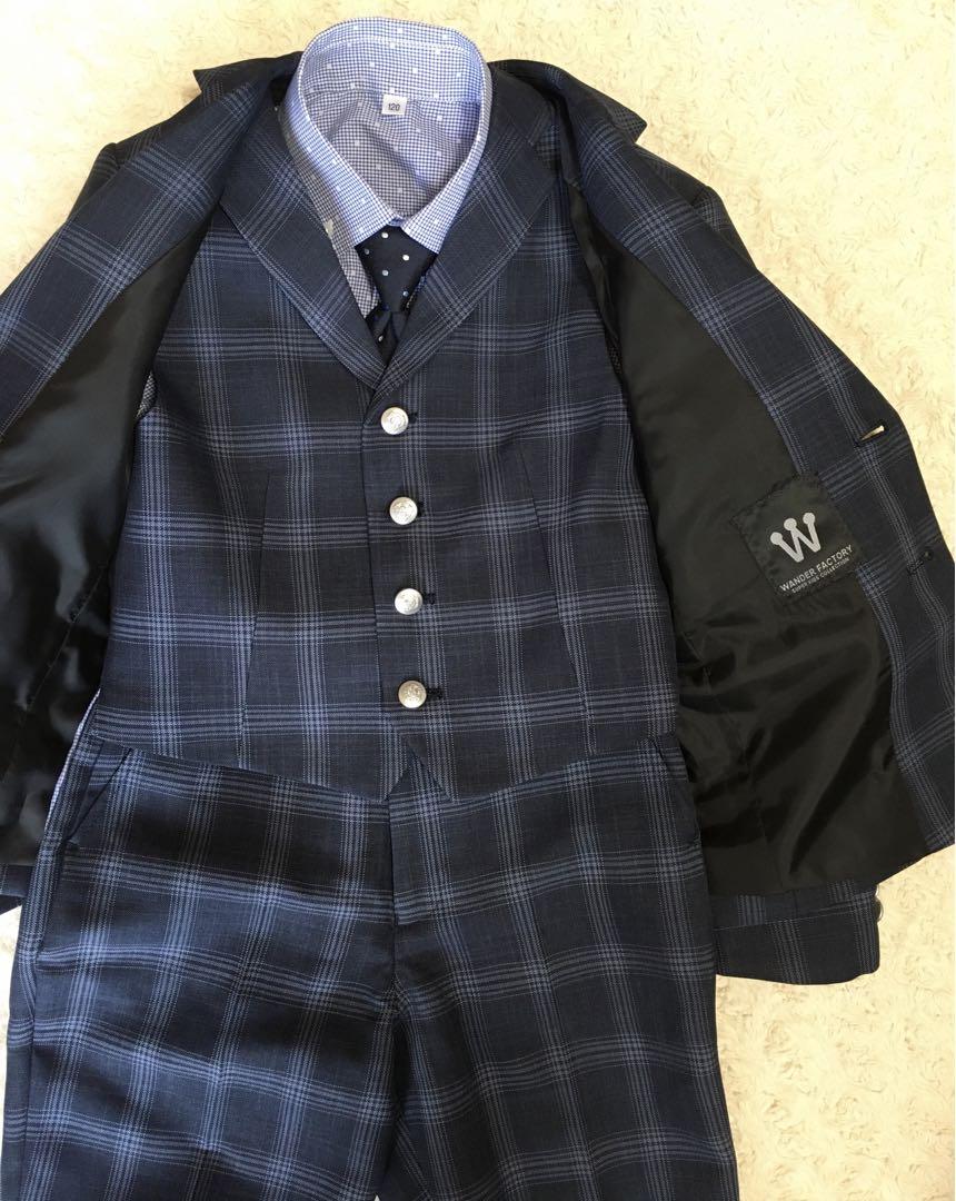 【極美品】ワンダーファクトリー　キッズスーツ120 紺　5点セット　卒園