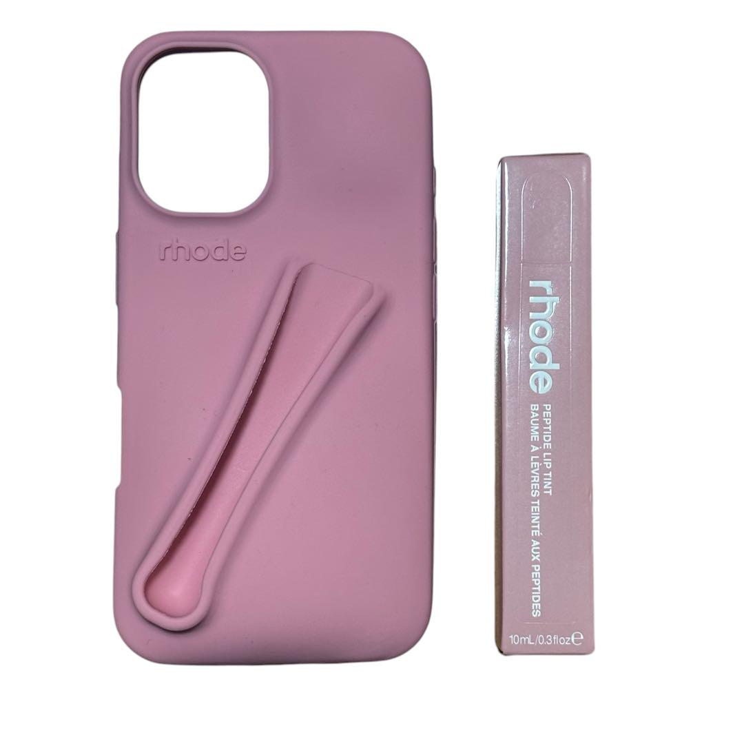 rhode ピンク iPhone16ケース リップバーム付き 新品未使用】rhode iPhoneケース➕リップ付き 16Pro対応