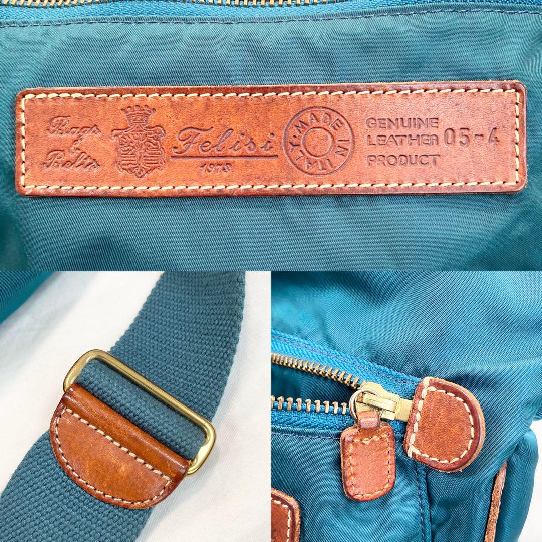 【美品】フェリージ　ショルダーバッグ 斜め掛け　ナイロン　レザー　05/4
