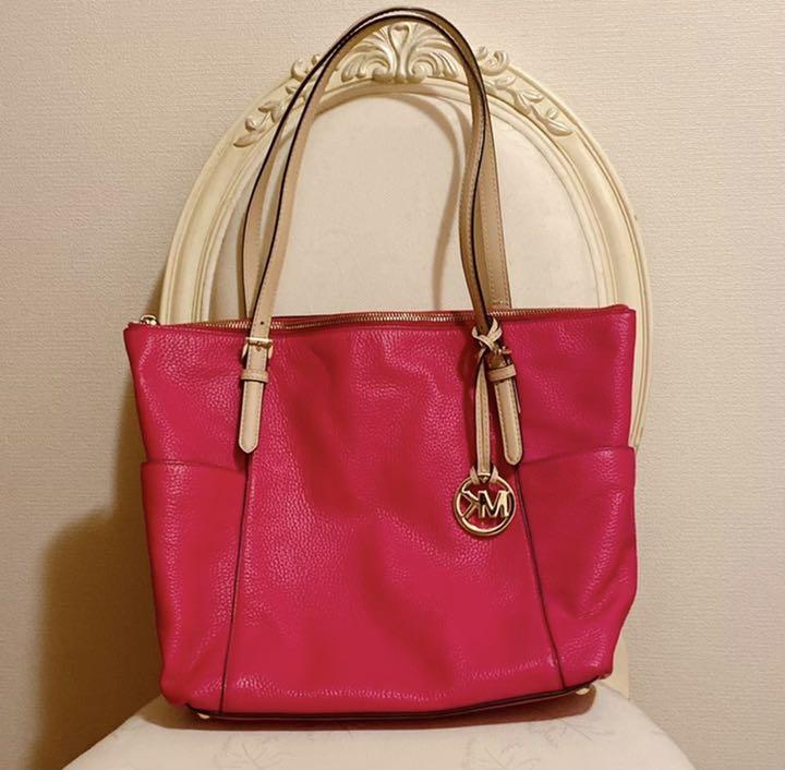 美品　マイケルコース　ハンドバッグ　トートバッグ　ピンク 美品】MICHAEL KORS マイケルコーストートバッグ ピンク 通勤