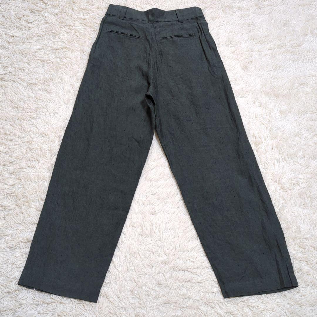 極美品 ティッカ 近年 2024 リネンタックパンツ 麻100% カーキ