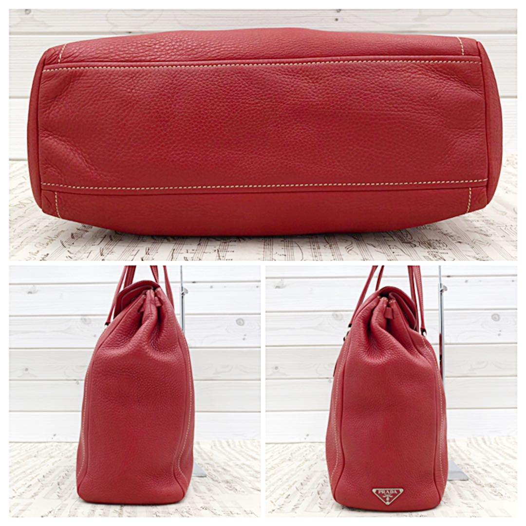 通販日本製 PRADA バッグ 柔らかカーフレザー 赤色 Gカード付き A4可能 肩掛け可 6YcVK-m29151783490 国産限定品