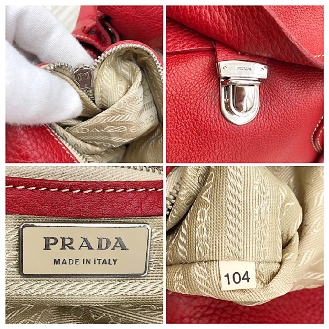 通販日本製 PRADA バッグ 柔らかカーフレザー 赤色 Gカード付き A4可能 肩掛け可 6YcVK-m29151783490 国産限定品