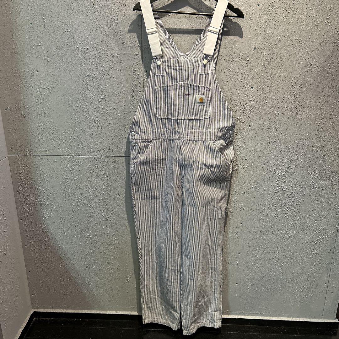 carhartt オーバーオール　ヒッコリー　Lサイズ古着#227
