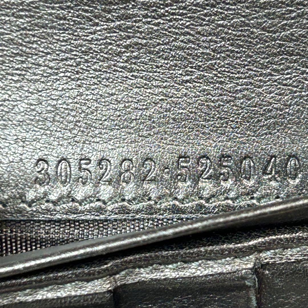 グッチ　GGシマ　f二つ折り長財布　ブラック　レザー　525040