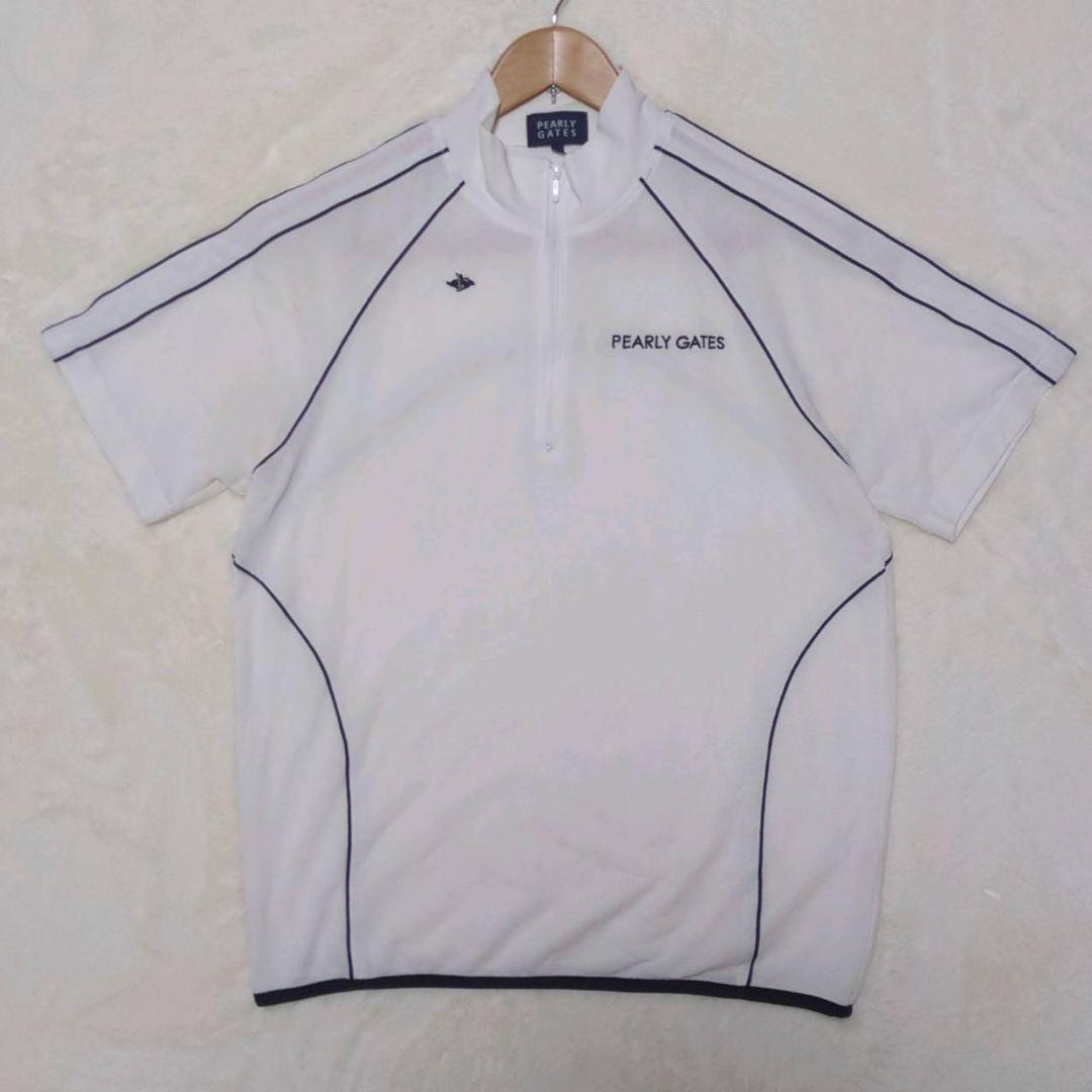 パーリーゲイツ ゴルフウエア ハーフジップ Tシャツ ロゴ 白 サイズ5
