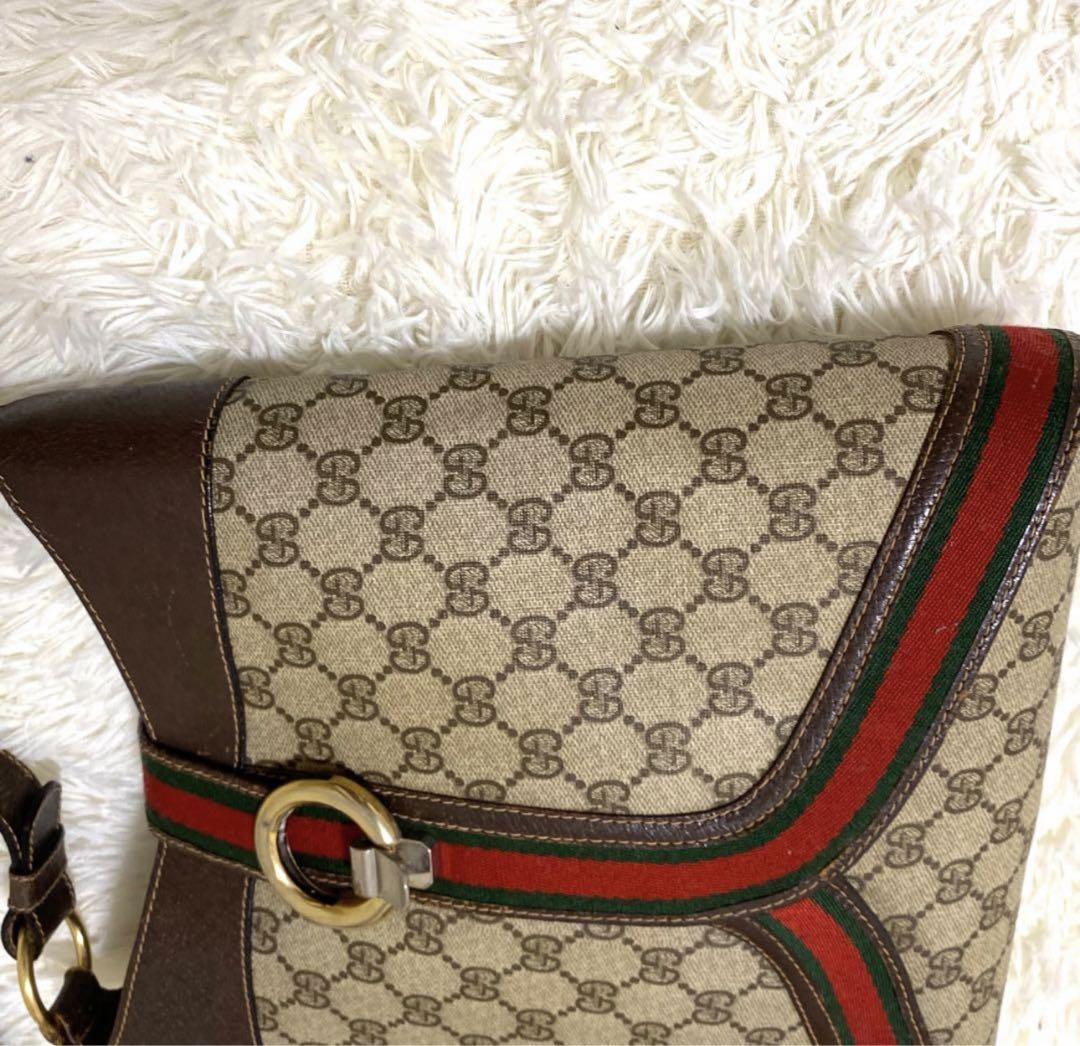 美品 極希少！Gucci シェリーライン ショルダーバッグ オールドグッチ 廃盤 極 美品 オールドグッチ シェリーライン GG レザー ショルダー