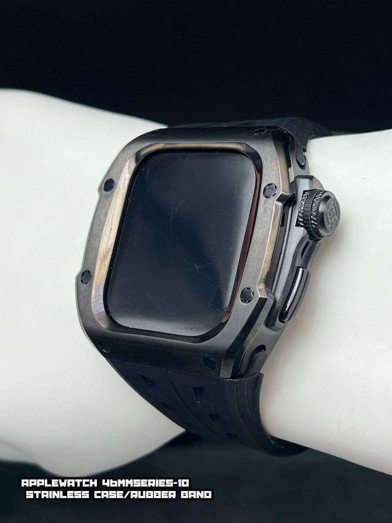 46mm アップルウォッチ用　ステンレスケース　ベルト　シリーズ10