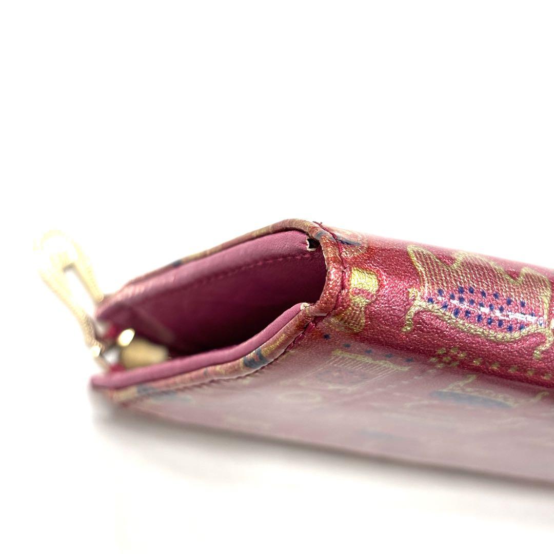 極美品 アナスイ ANNASUI 長財布 L字 パティ ファニチャー柄 エナメル