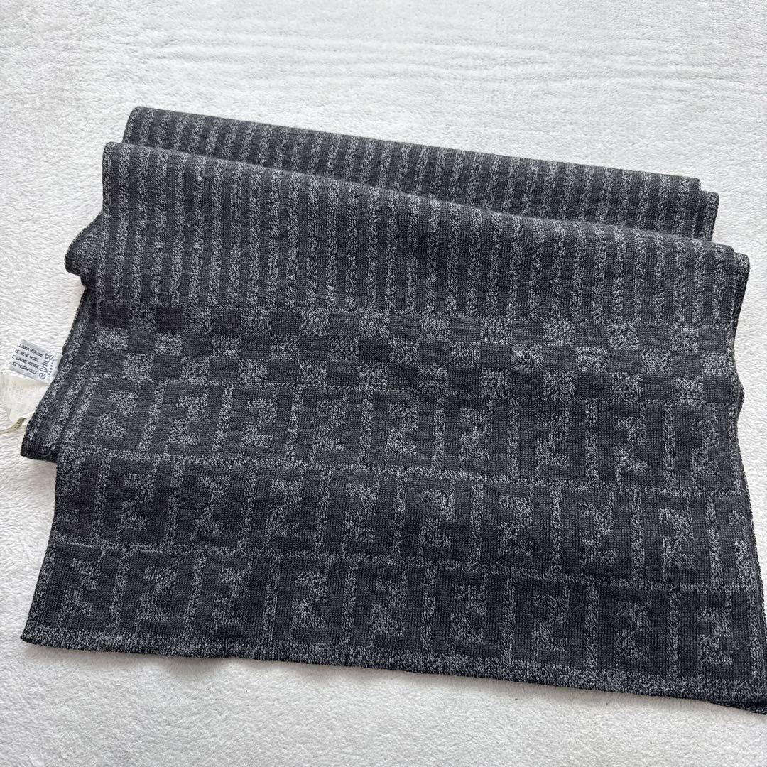 フェンディ　マフラー　ズッカ柄　黒　グレー　冬物 楽天市場】FENDI フェンディ マフラー ズッカ柄 ストライプ