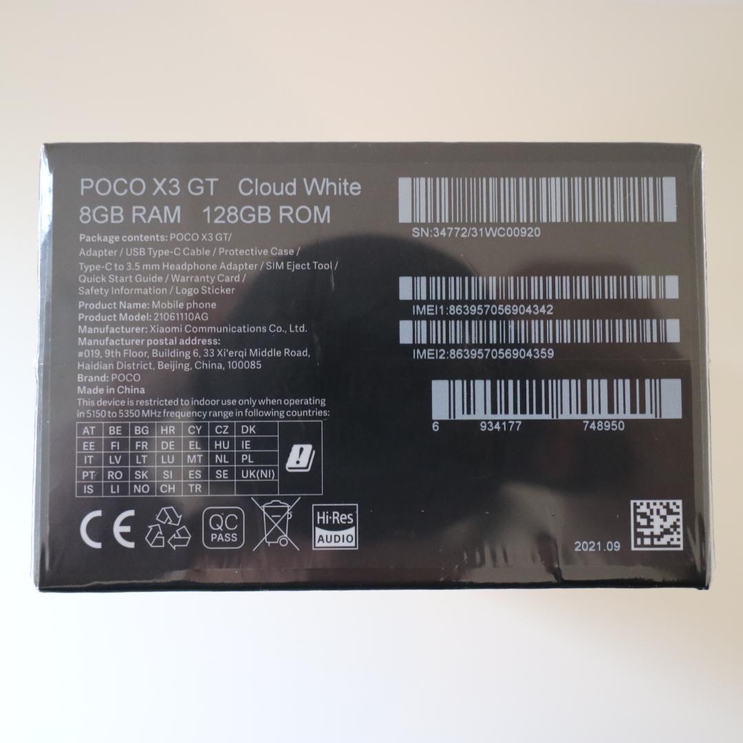 大得価高品質➀ 新品未開封 POCO X3 GT 8GB 128GB ホワイト BEb4j-m29190382408 お得好評