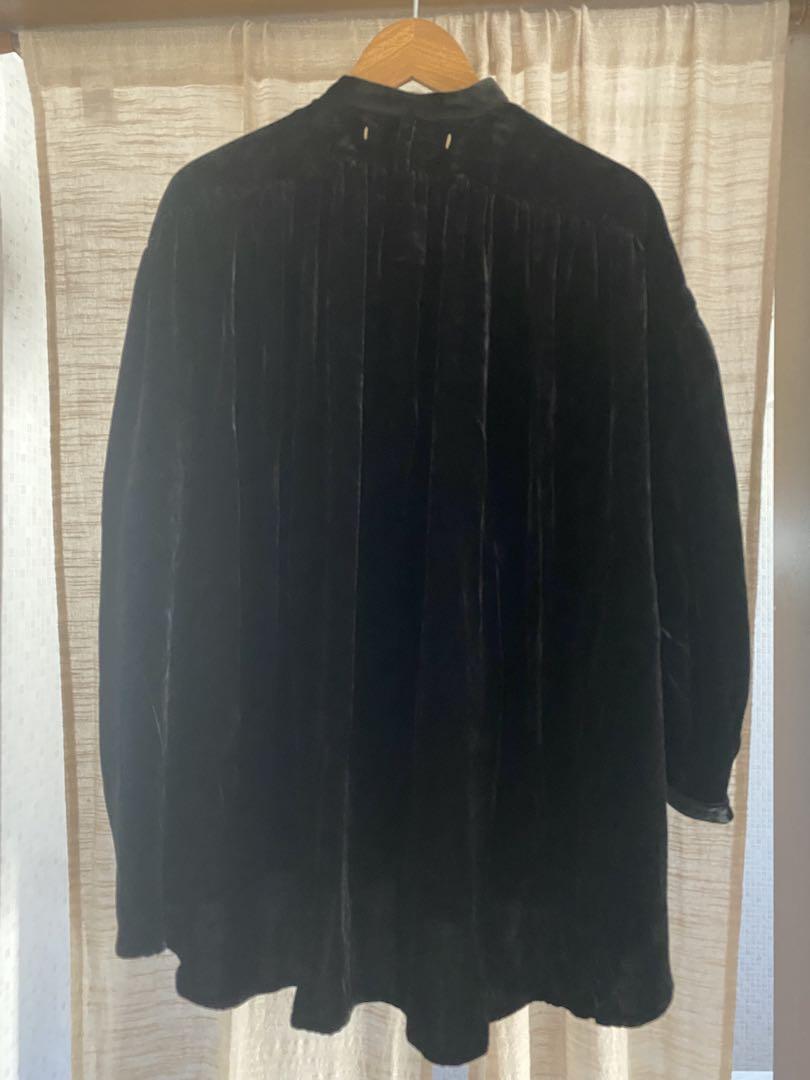 ずっと気になってた 新品suzuki takayuki ベロア Ⅱブラック blouse over トップス