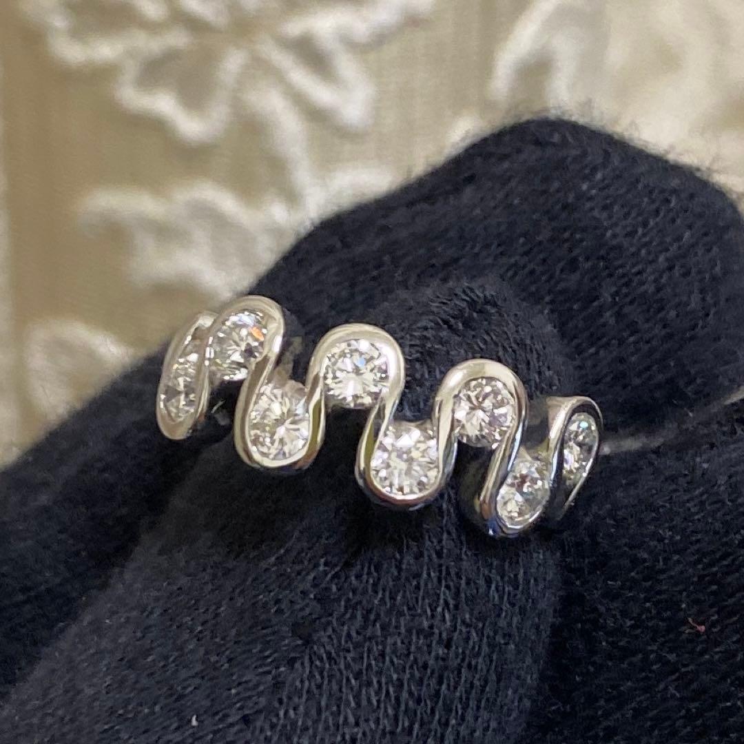 全3色/黒/赤/ベージュ 新品仕上げ済み 大粒 メレ ダイヤモンドリング