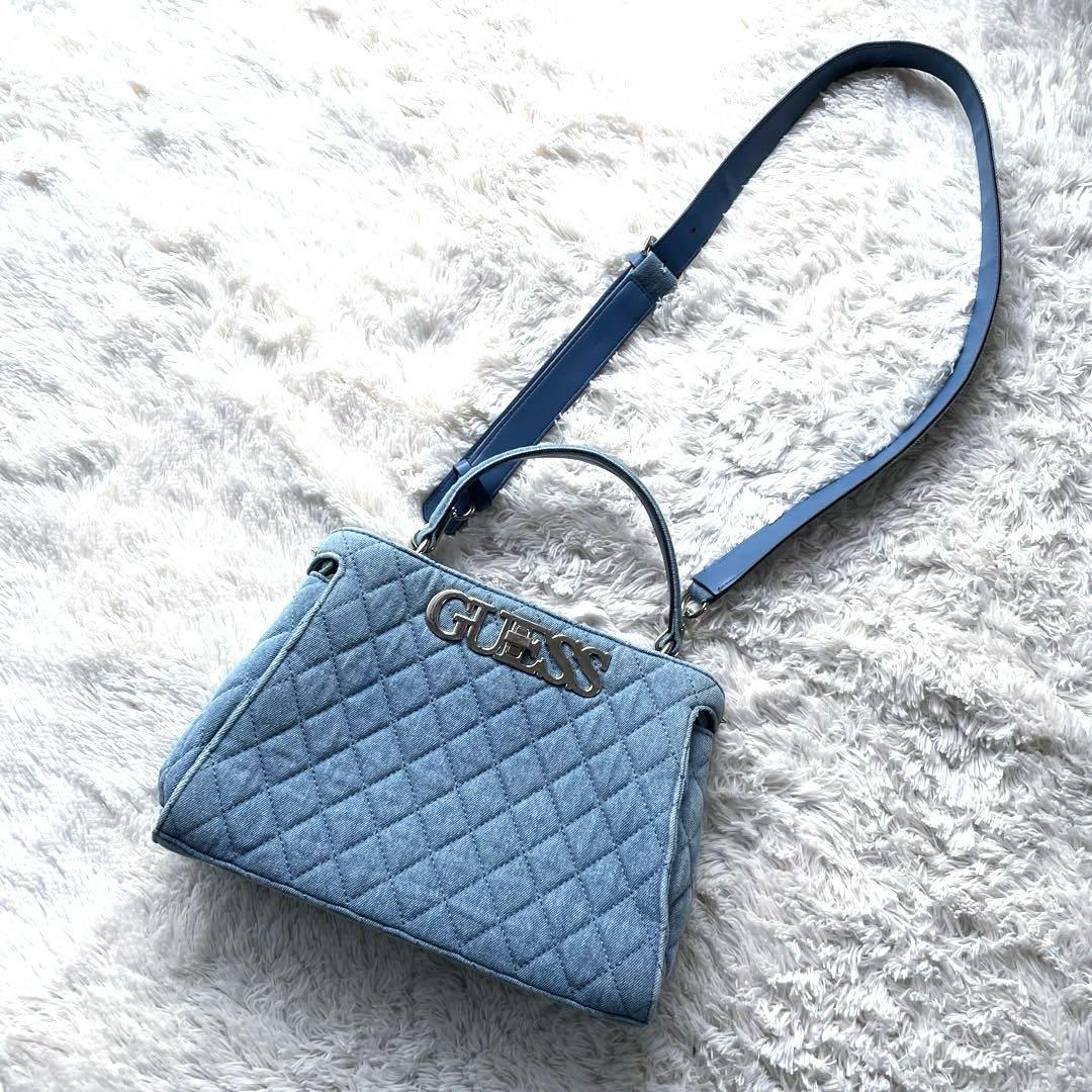 【期間限定】 美品 ゲス ハンドバッグ デニムキャンバス キルティング バッグ