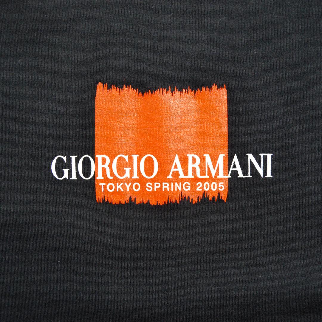 GIORGIO ARMANIジョルジオアルマーニ 綿製ロゴプリントロンT M黒