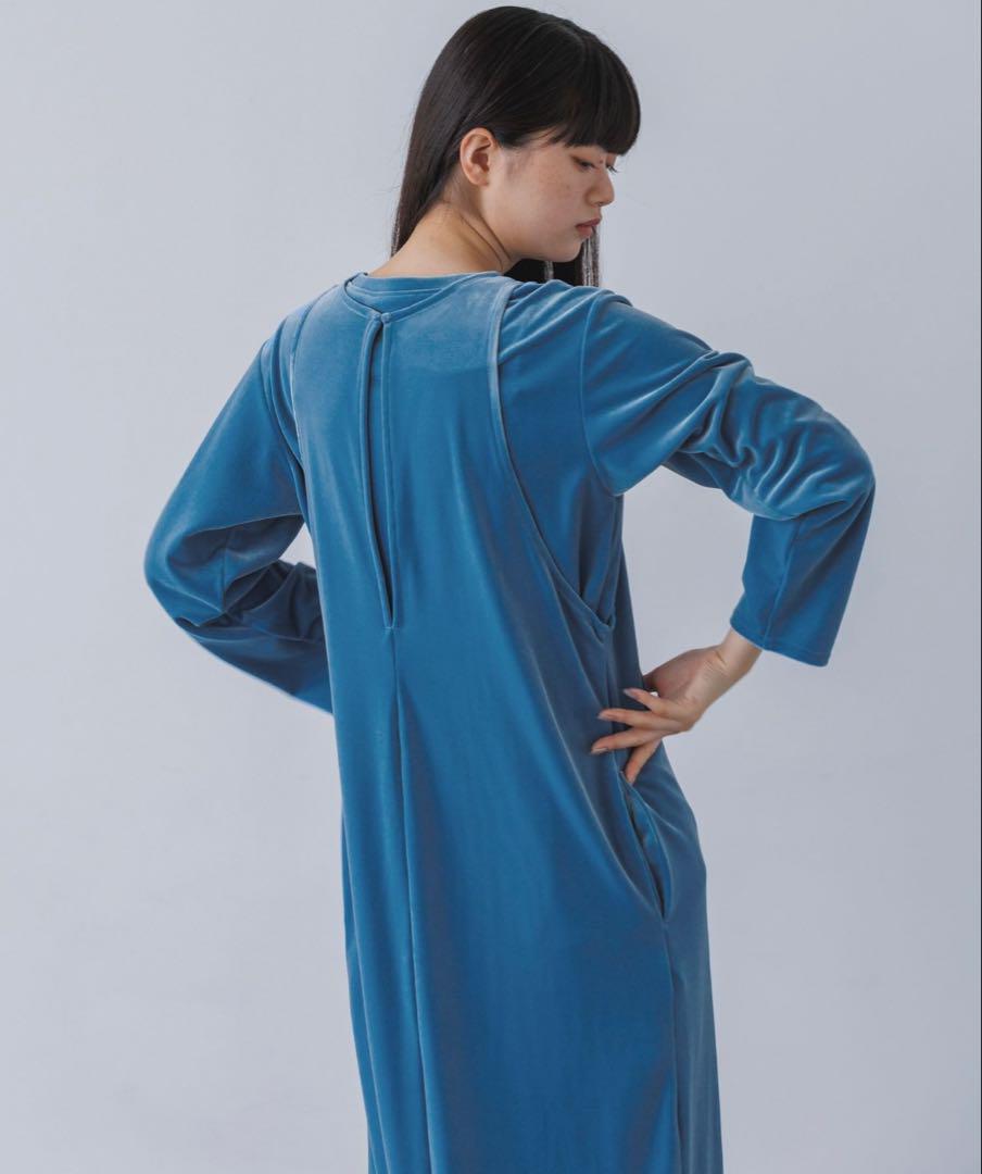 【新発売】今週の市販 yuw ベロア2P／ワンピース ブルー ワンピース
