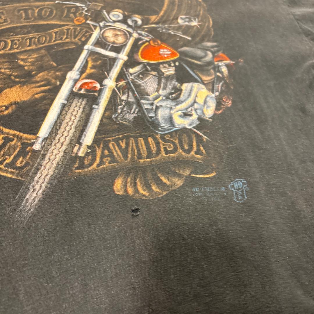 80S　HARLEY-DAVIDSON　3Dエンブレム　ロンT　L