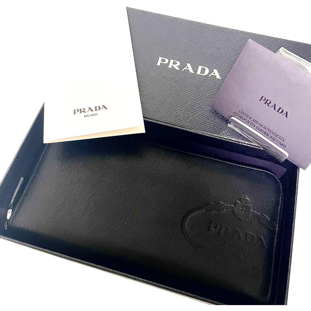 美品✨　PRADA プラダ 長財布 ラウンドジップ ブラック レザー ブラック色