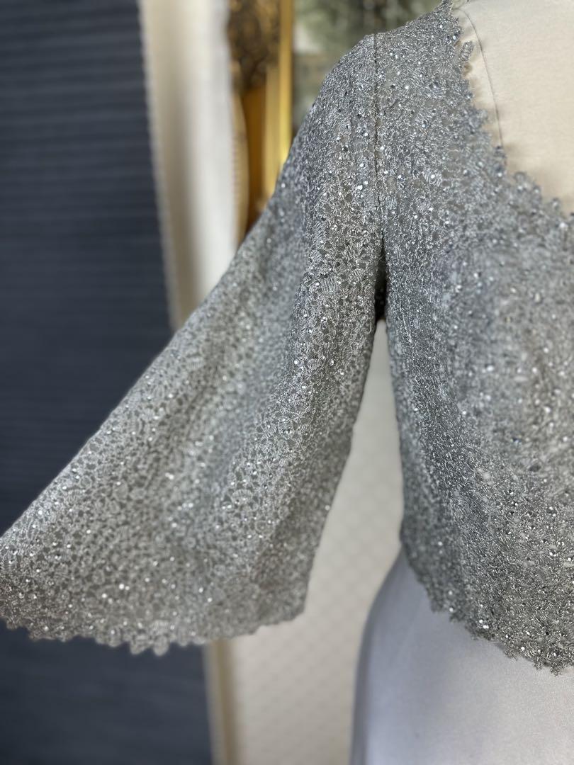 シルバー ビーズ刺繍 ドレス フレアスリーブ eeetasmaniaexpo.com.au