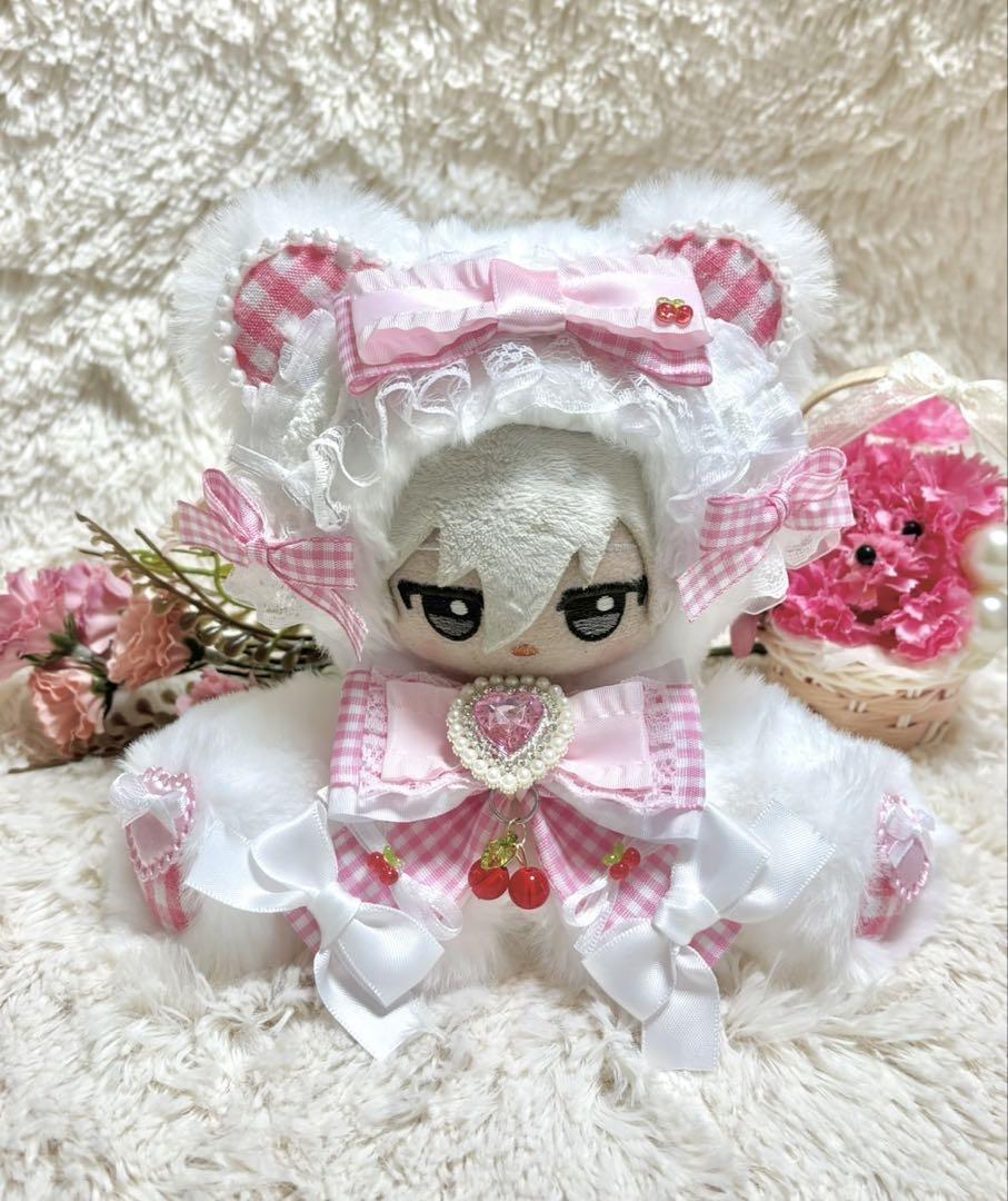 さくらんぼパフェくま／紫色❤︎おすわりぬい服 着ぐるみ ちび