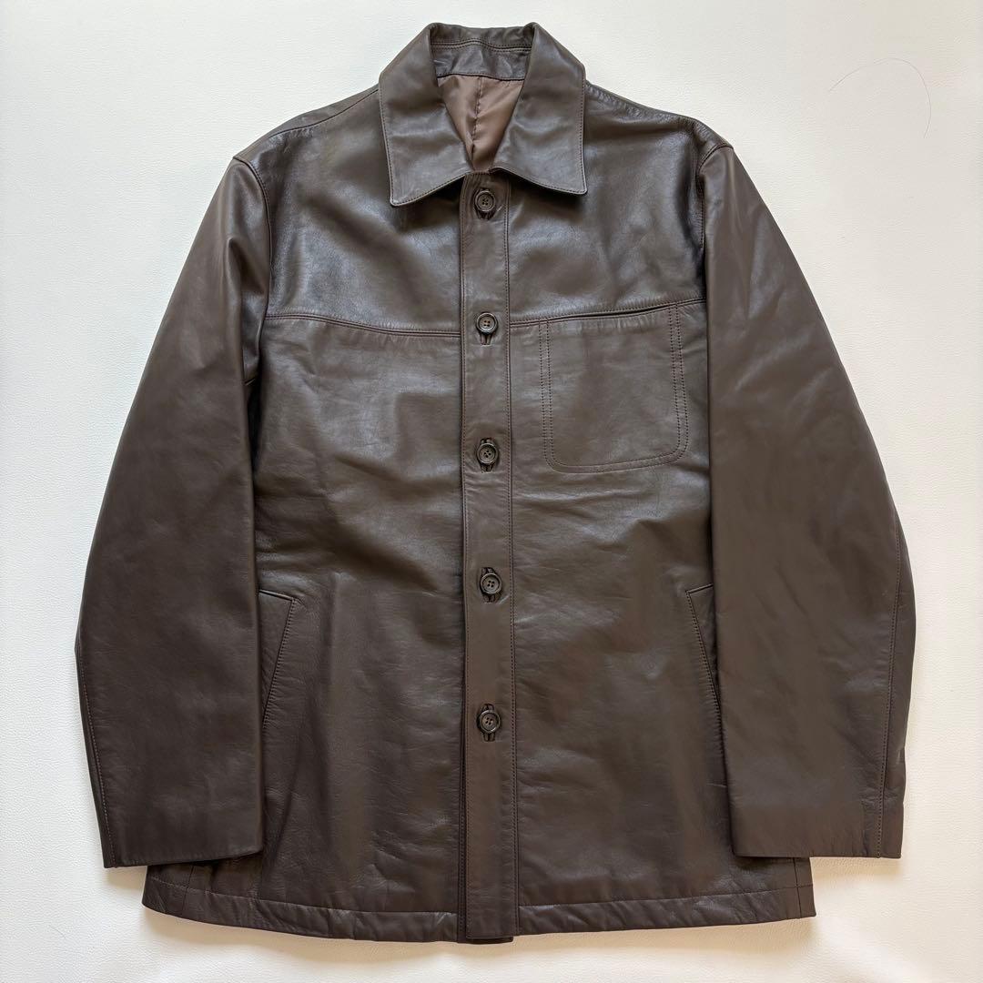 JUN MEN ジュンメン レザージャケット カーコート 馬革 本革 ブラウンL
