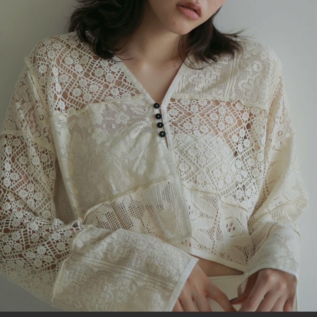 トップス anuke Patchwork Lace Cardigan