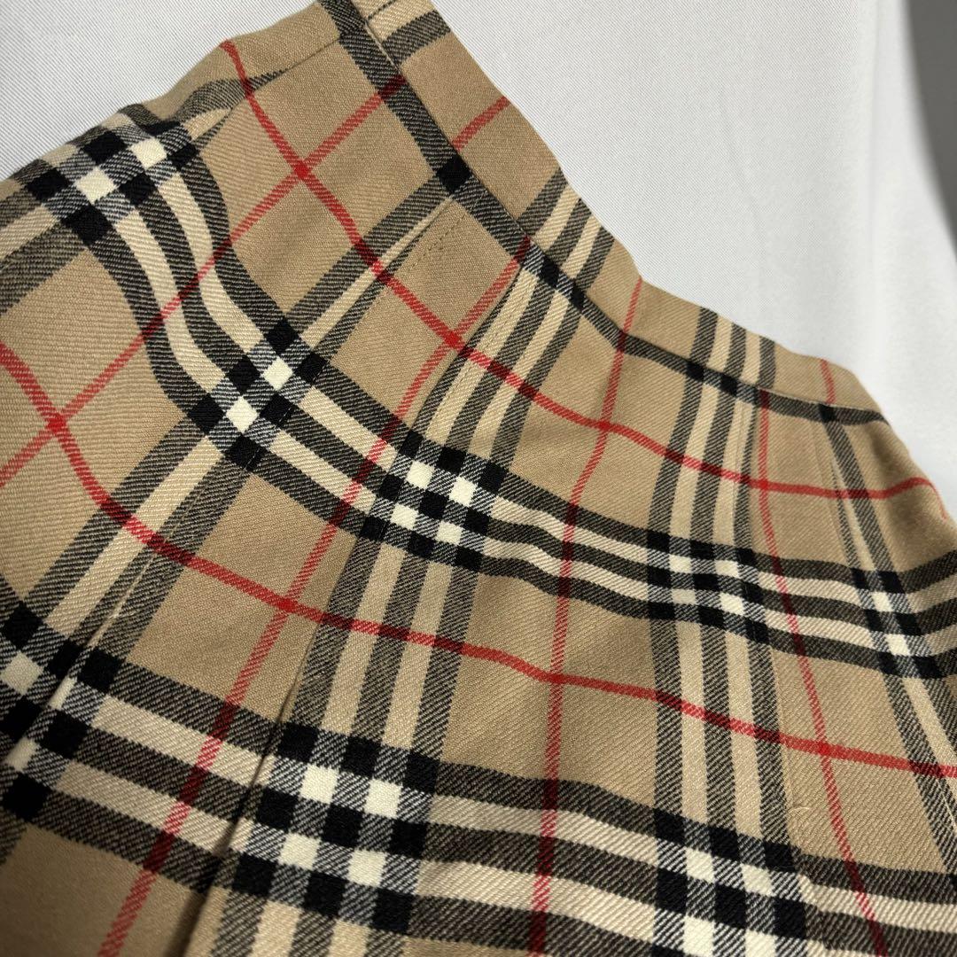 美品 BURBERRY バーバリー ウール プリーツスカート ノバチェック