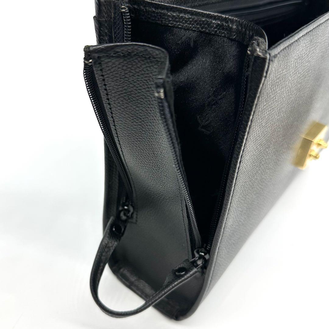 極美品 イヴサンローラン YSL ハンドバッグ レザー ブラック 箱付き
