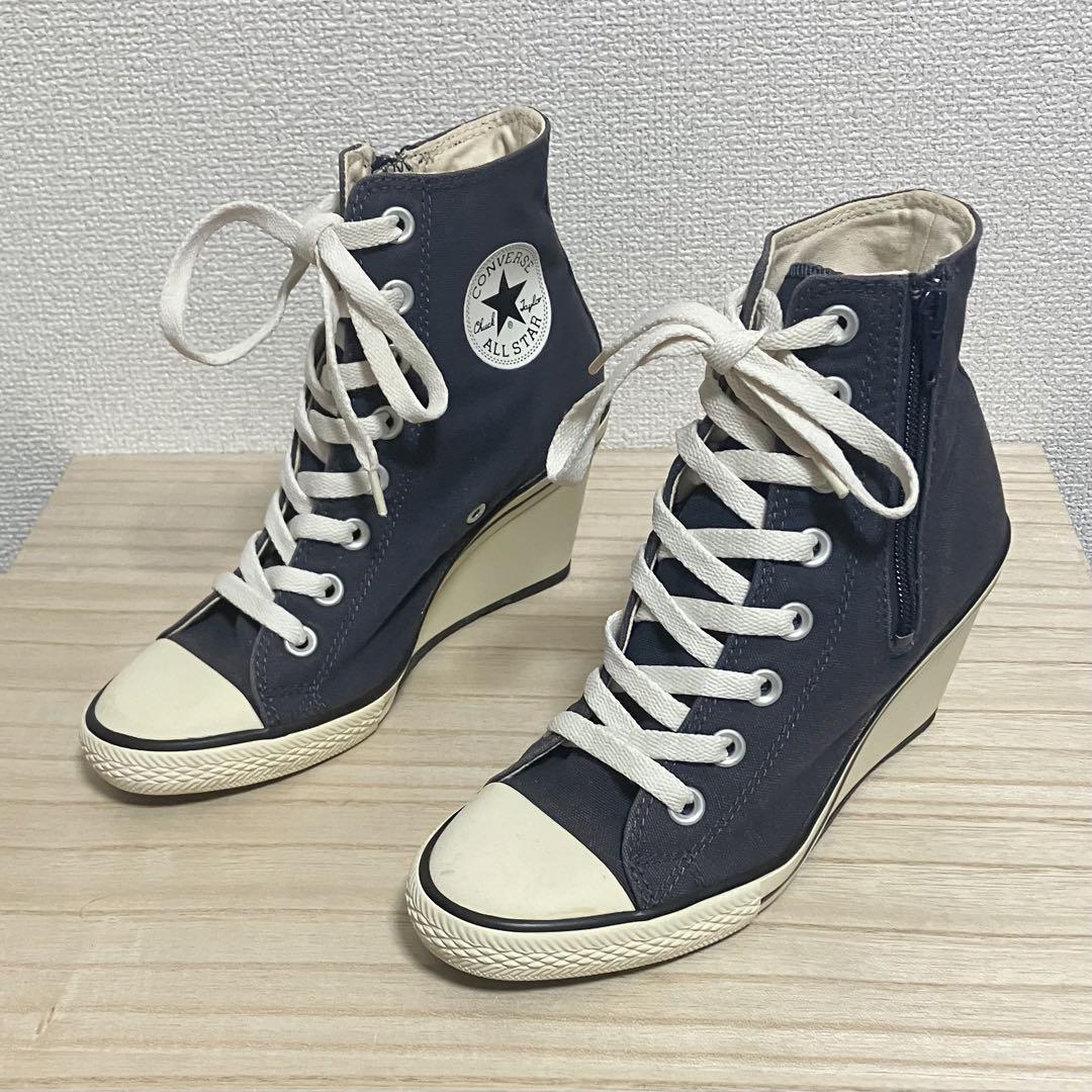 【希少】CONVERSE コンバース　スニーカー　ヒール　オールスター　23.5 ほぼ新品 コンバース オールスター ヒールスニーカー ウェッジ